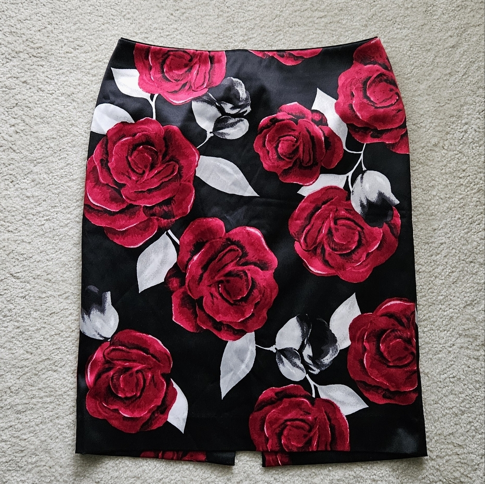 Floral Black and Red Skirt